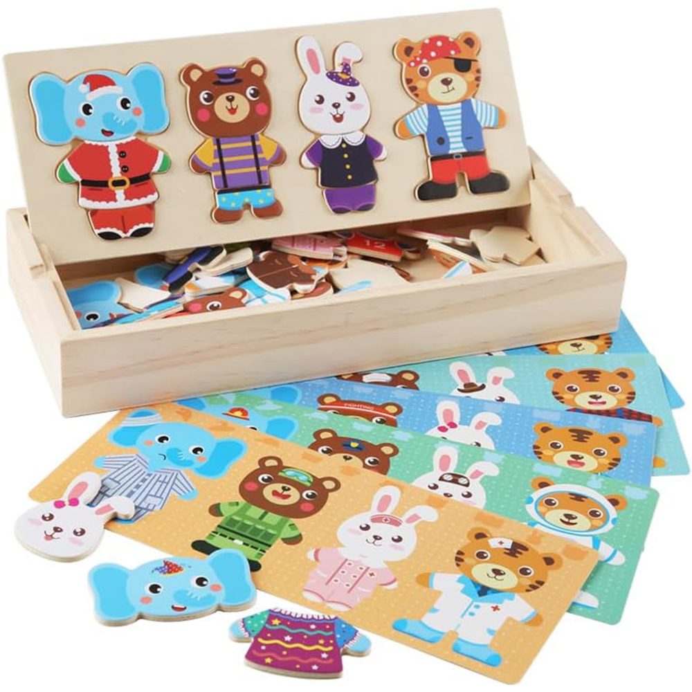 Wooden Jigsaw Bear Family Puzz - مراجعة Sports Equipment Box وسعره