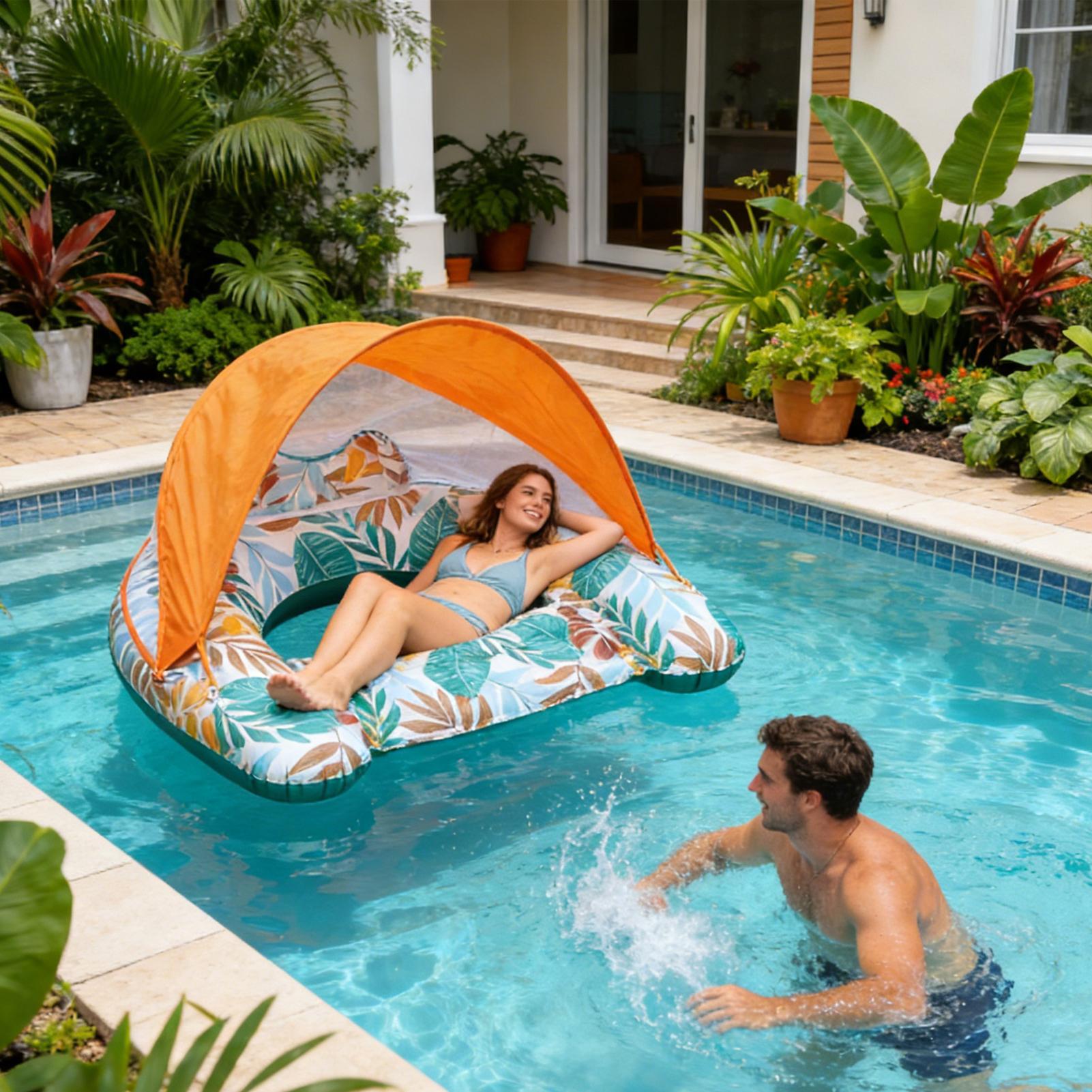 Pool Float with Canopy Inflata - مراجعة Pull Buoy Swimming وسعره